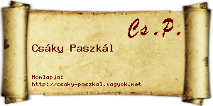 Csáky Paszkál névjegykártya